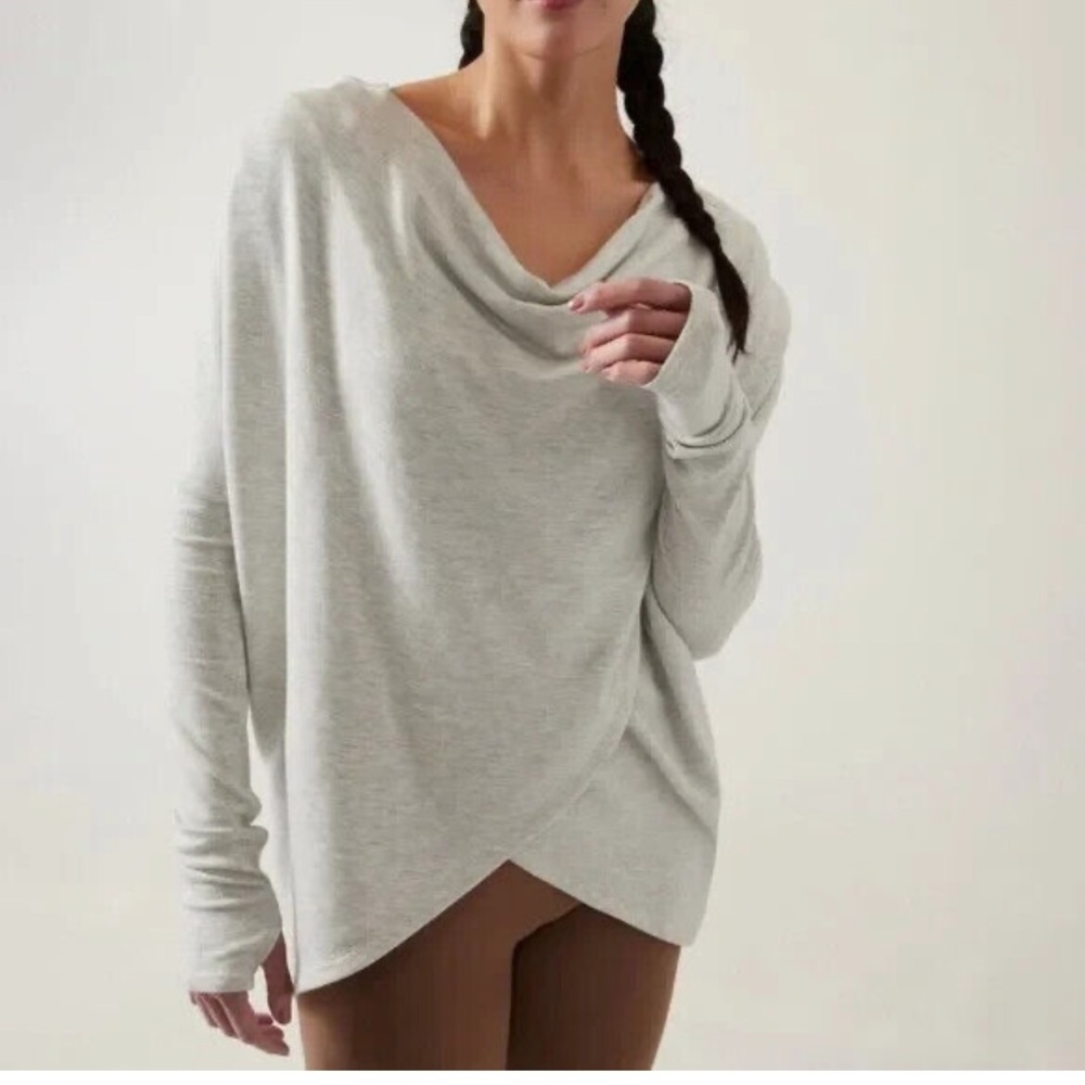 ATHLETA 
 Grey
Hooded Wrap‎ Sweatshirt